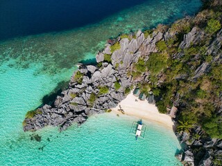 Scenic aerial view of Smith Point Beach in Coron, Philippines