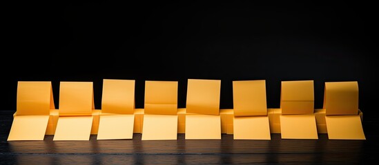 Poster - Note papers with adhesive tape for your message Isolated on black background. copy space available