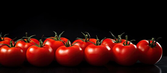 Poster - Tomatoes on a black background top view copy space