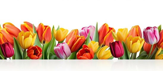 Poster - A beautiful image of tulips on a white background with plenty of copy space
