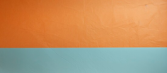 Poster - Texture of craft light blue color paper background with orange and gray border Vintage abstract sky cardboard Presentation template and mockup with copy space Felt backdrop closeup