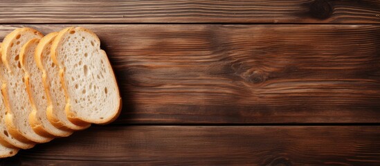 Aufkleber - Sliced bread on wooden table Top view with space for text or recipe. copy space available