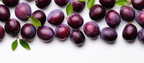 Poster - plums isolated on a white background with copy space for your text Top view Flat lay pattern