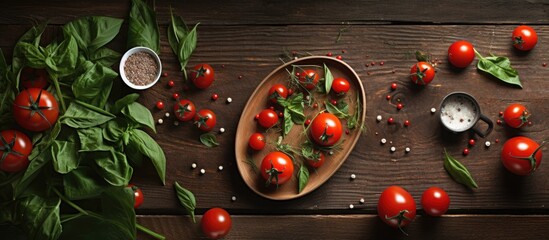 Aufkleber - Table setting phone in a plate and knife fork tomatoes garlic. copy space available