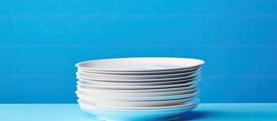 Poster - Heap of paper and plastic plate isolated on light background Plastic free concept Copy space