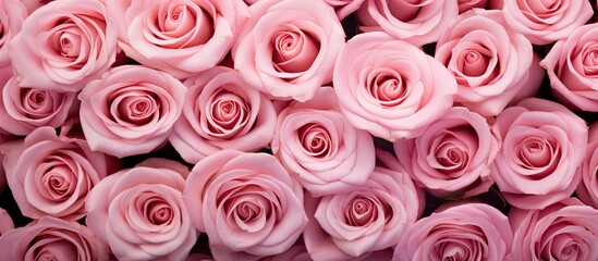 Poster - Pink roses close up Top view with copy space