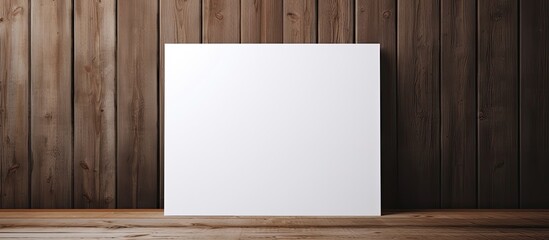 Poster - Blank white paper on white wood background mock up. copy space available