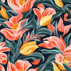 Wall Mural - High-resolution stock photo features a vibrant floral background of multicolored flowers