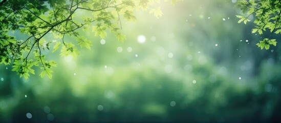 Blurred of tree background beautiful light with green tree bokeh bokeh of nature background. copy space available