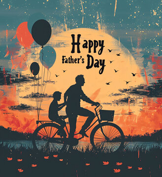 Father's Day celebration background adorned with a gift box mug calendar mustache heart shape