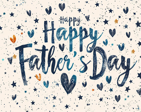 Father's Day celebration background adorned with a gift box mug calendar mustache heart shape