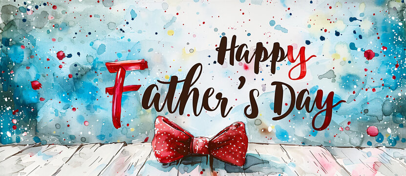Father's Day celebration background adorned with a gift box mug calendar mustache heart shape