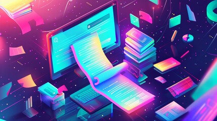 Poster - This is an online tax landing page with a large payment bill coming out of the screen and smart technologies for banking accounting, an application for internet taxation, and a banner featuring 3D