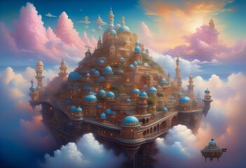 Wall Mural - A Majestic Portrait of a Cloud City Dream