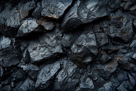 a coal-black Black rock texture with dynamic shadows