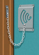 © IKON Images - Door chain connected to wifi symbol