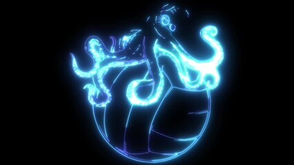 Poster - neon animation of Volley Ball Icon, Sport Element