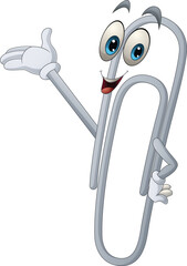Wall Mural - cartoon paper clip character waving hand