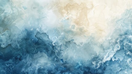 Canvas Print - The watercolor backdrop merges digital mist graphics with a soothing blue beige vortex creating a harmonious blend of elements