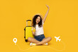 Summertime and travel concept with young girl, image for your advertising
