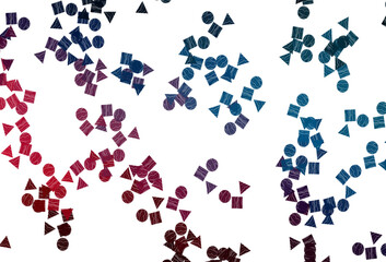 Poster - light blue, red vector cover in polygonal style with circles.