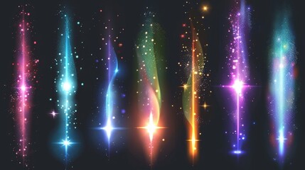 Poster - Illustration of a sparkling fantasy explosion on transparent background. Christmas surprise with glittering flashes. Disco party flashes.