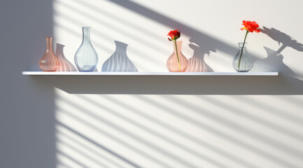 Wall Mural - Flowers in vase on white background