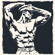 © Jumpingsack - A sailor bodybuilder with a naked torso demonstrates his muscles,  vector illustration