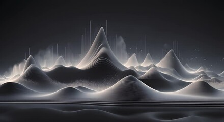 Wall Mural - Minimal visualization of sound waves affecting particles, realistic 3D,