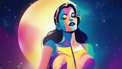 Wall Mural - universe meta human goddess spirit silhouette on galaxy space background, new quality colorful spiri