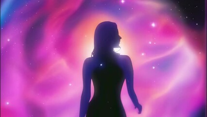 Wall Mural - universe meta human goddess spirit silhouette on galaxy space background, new quality colorful spiri