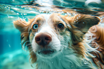 A dog swimming in the water