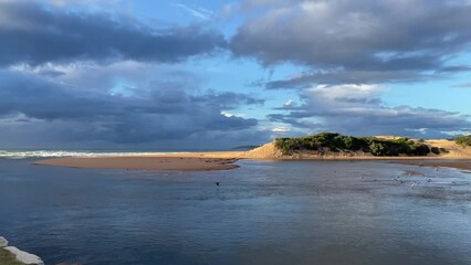 Canvas Print - cloudy morning view over narrabeen lagoon, sydney, australia.