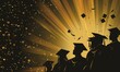 Graduation Celebration Concept - Silhouette of Graduates with Caps in the Air