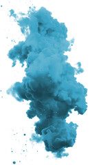 Wall Mural - blue ink cloud bursting isolated on transparent or white background