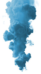 Wall Mural - dynamic blue ink cloud in water isolated on transparent or white background