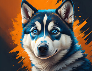 Poster - blauer Husky