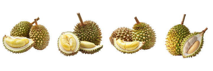 Wall Mural - Set of A Durian placed to cut on a transparent background