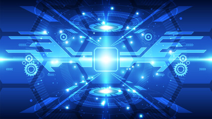 Poster - Abstract technology background. Futuristic interface with glowing particles. Vector illustration