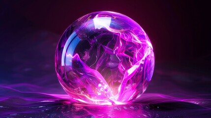 Purple translucent glass energy futuristic magic round ball liquid plasma sphere. Abstract background. Video in high quality 4k, motion design