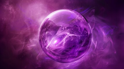 Wall Mural - Purple translucent glass energy futuristic magic round ball liquid plasma sphere. Abstract background. Video in high quality 4k, motion design