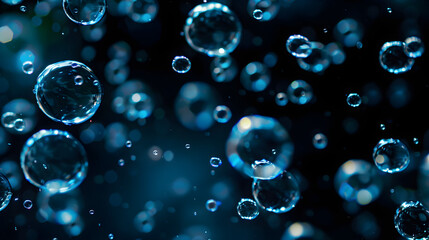 Blue and black bubbles on a dark background