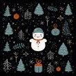 Snowman and christmas tree