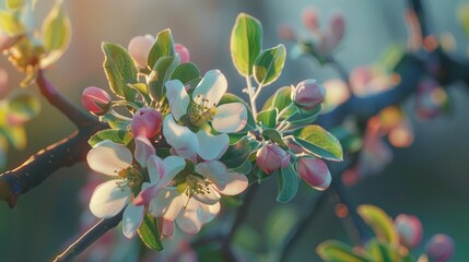 Canvas Print - Flowering of an apple tree occurs at the start of the spring season