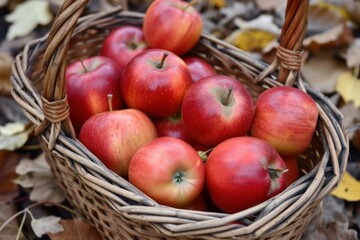 Poster - Ripe Green apples basket food. Diet organic. Generate Ai