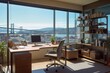 Contemporary Tawny Workspace with a Stunning View of the Urban Landscape
