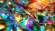 Light refractions with geometric facets creating kaleidoscope effect. Abstract colorful background