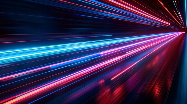 neon red and blue speed lines. speed â€‹â€‹of acceleration and movement. light trails, motion blur e
