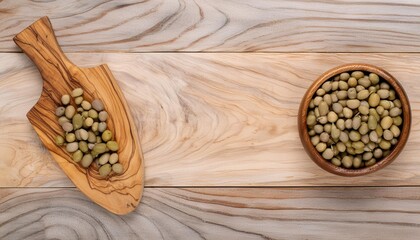 Wall Mural - light wood texture surface olive textured wooden background top view