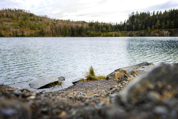 Canvas Print - Scenic lake in Lehesten, Thuringia, Germany